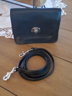 Coach Small Leather Crossbody in Black/Nickel
